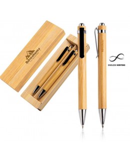 PACK 10 Conjunto de esferográfica e lápis infinito em bambu