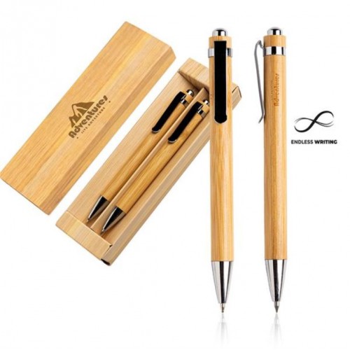 PACK 10 Conjunto de esferográfica e lápis infinito em bambu