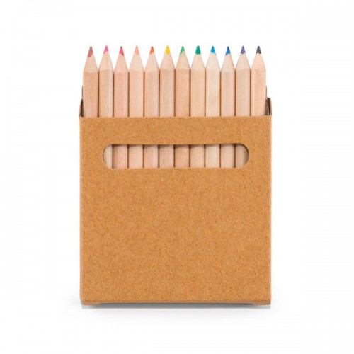 Caixa com 12 lápis de cor.